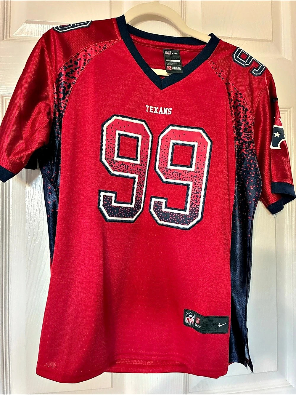 Nike J.J. Watt Houston Texans NFL On Field Jersey Red & Blue XL